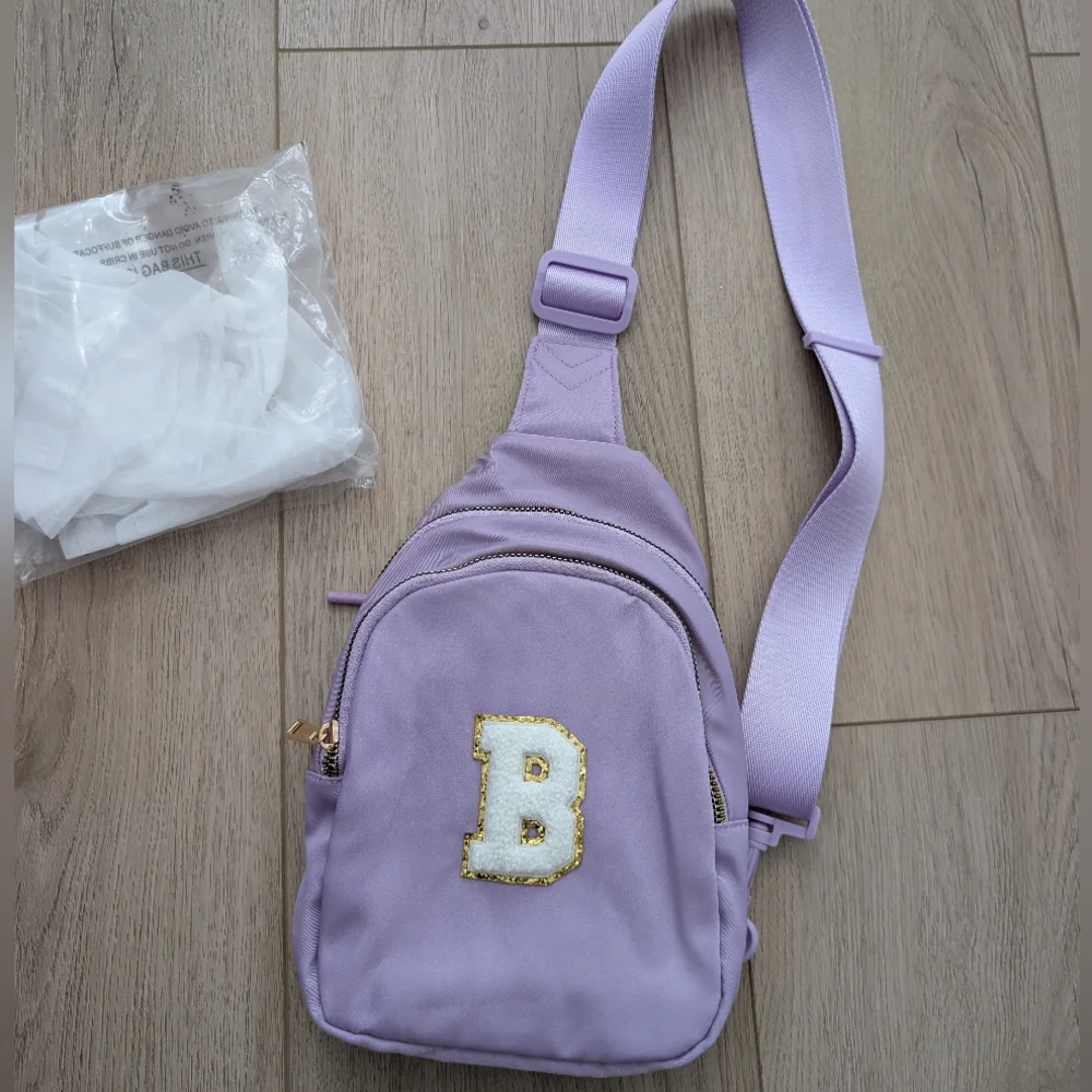 Lavender Sling Bag with Gold B Initial Accent NWT Girls Gift